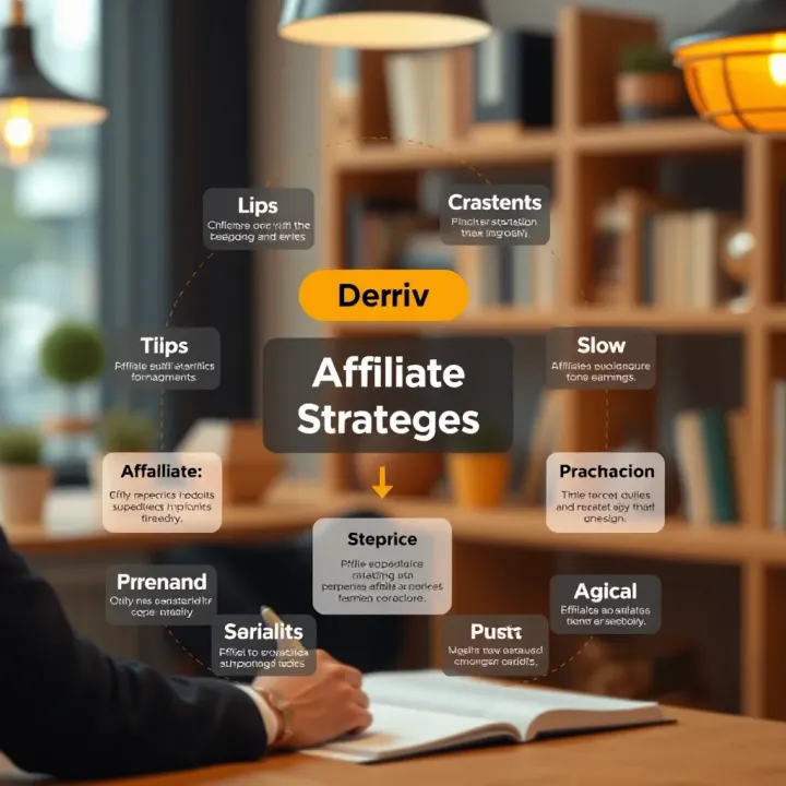Diagram showing effective affiliate marketing strategies and tips for maximizing earnings with Deriv