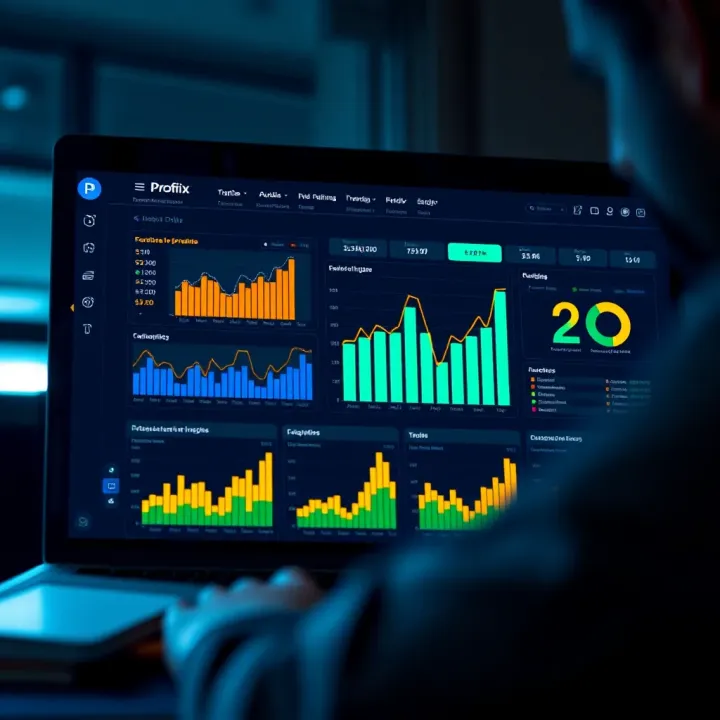 Dashboard overview showcasing financial and operational metrics within Profitix software interface
