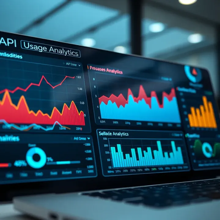 Dashboard showing API usage analytics with graphs and charts