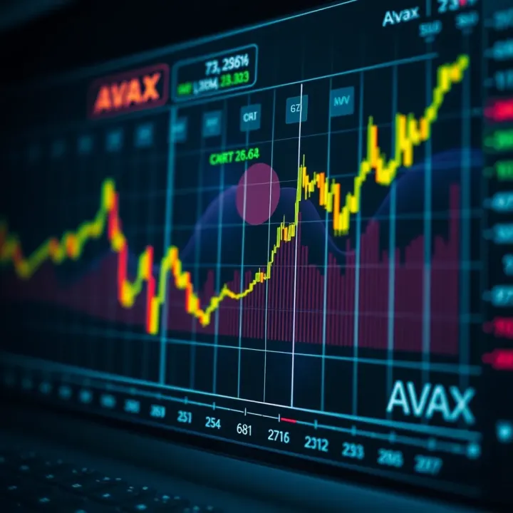 Graph showing AVAX price trend with market indicators and growth potential