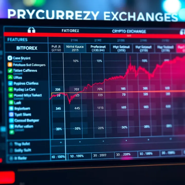 Comparison chart illustrating features and reputation of various cryptocurrency exchanges