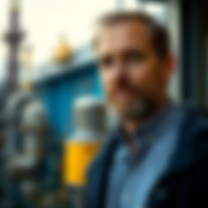 Portrait of Aaron Krause with industrial background symbolizing innovation
