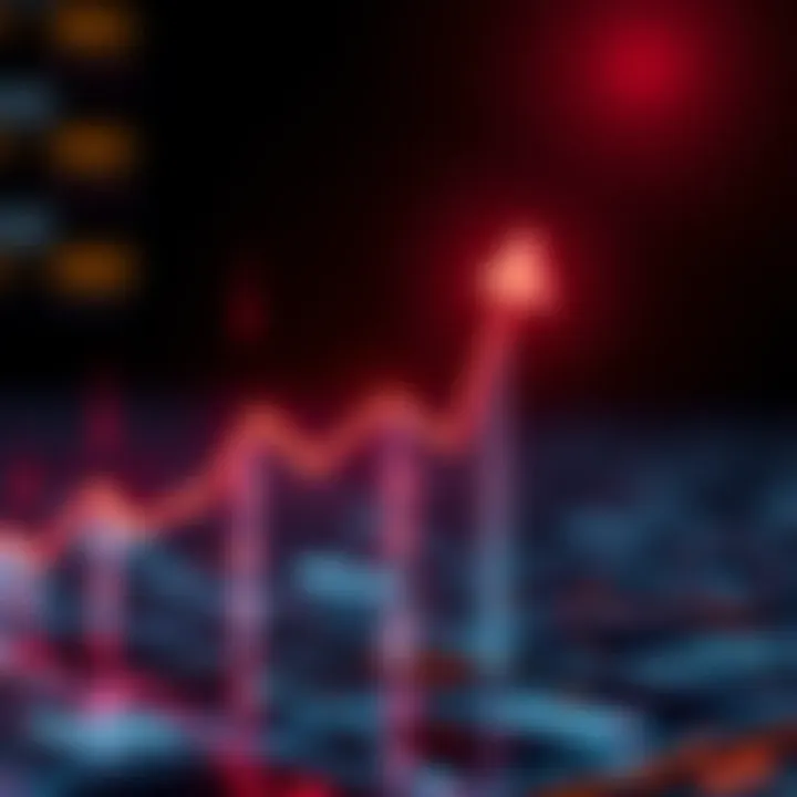 Illustration of digital assets with upward arrows representing future projections and risks
