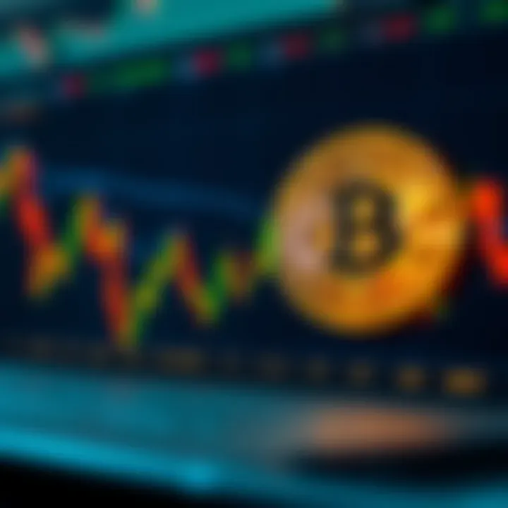 Graph showing Bitcoin price fluctuations with technical analysis indicators