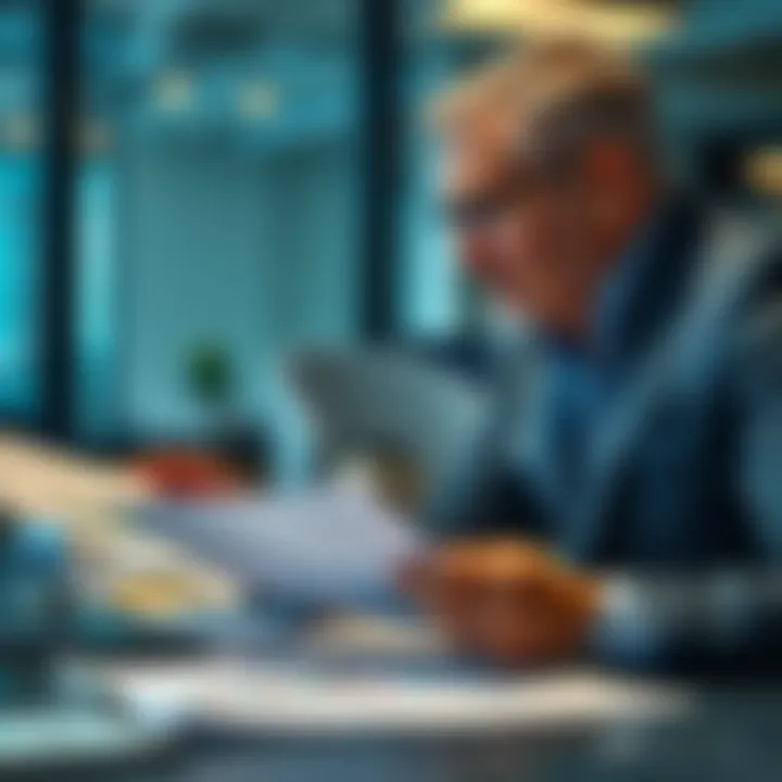 Financial advisor explaining bond investment options to a client using charts and documents