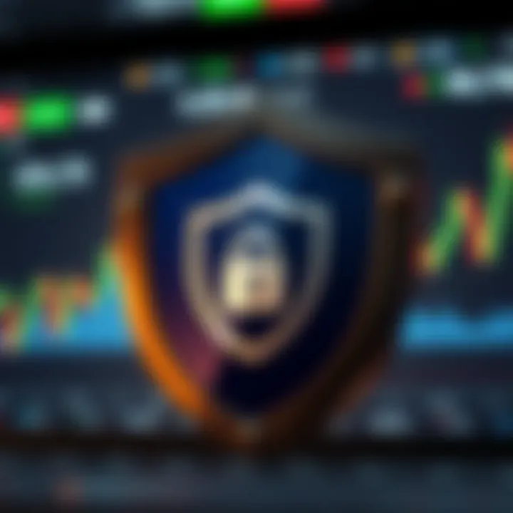 Secure trading platform with shield symbolizing protection and regulation