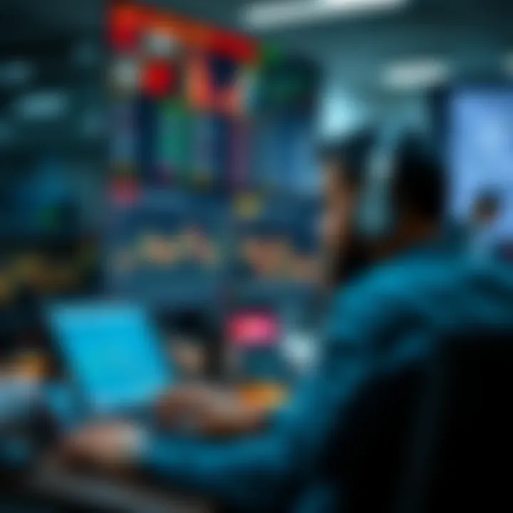 Illustration of a trader using a demo account on a financial trading platform