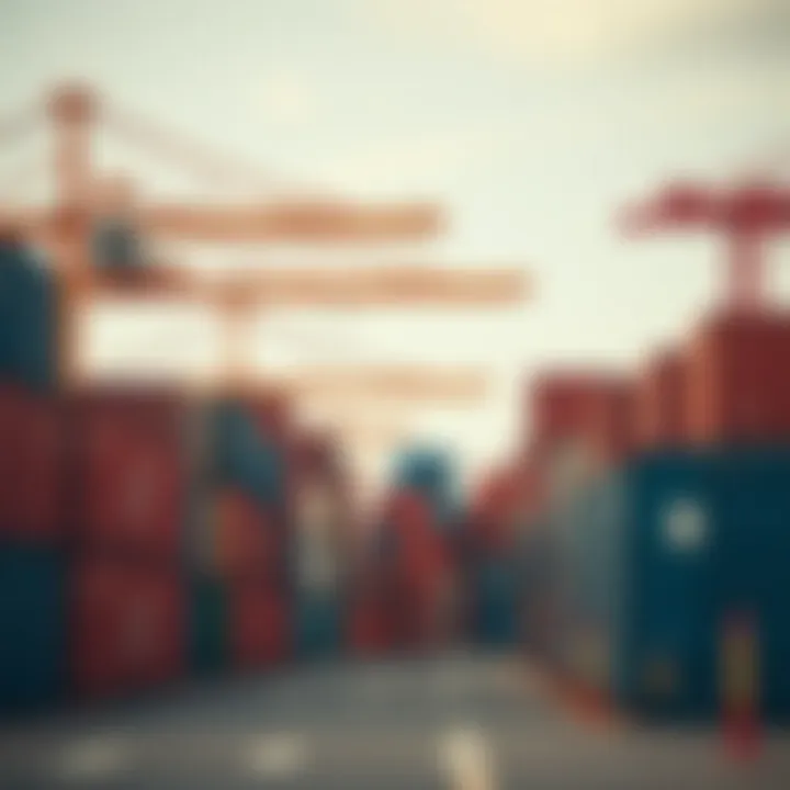 Shipping containers at a busy port illustrating export and import logistics challenges