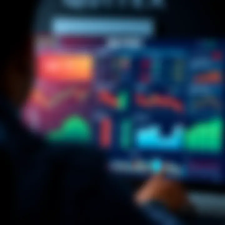 Dashboard interface of the Quotex trading platform displaying various financial charts and trading options