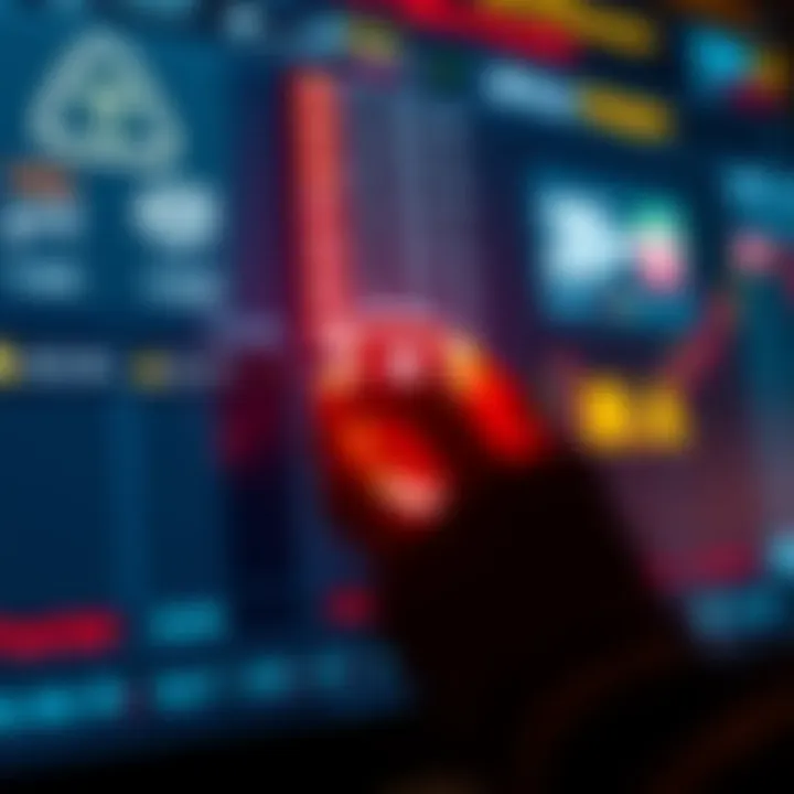 Illustration of a digital interface displaying free binary options signals and warning icons for security