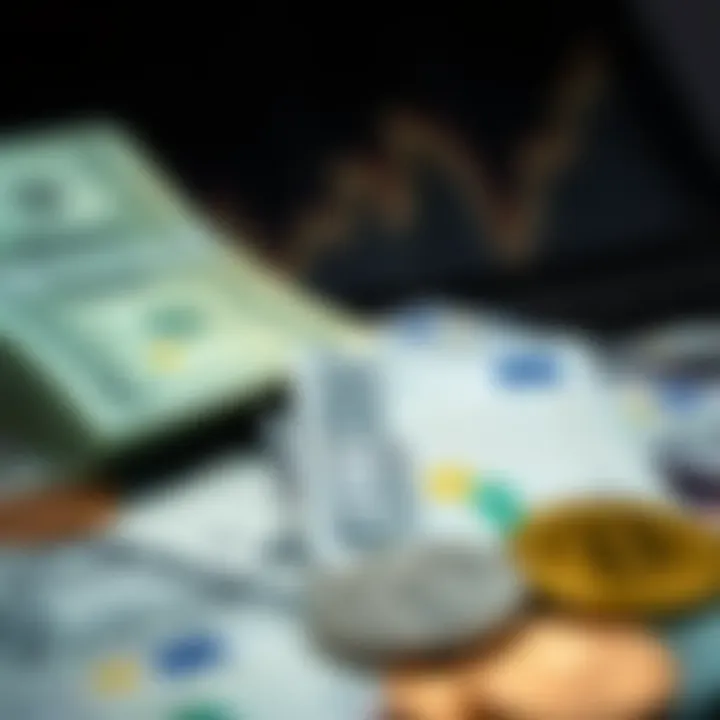 Visual representation of political and monetary factors affecting euro-dollar currency trends