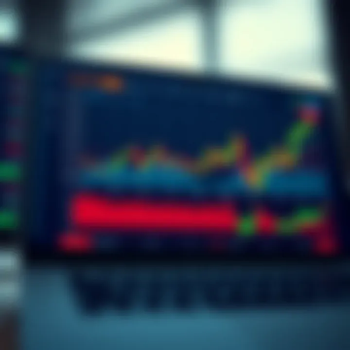 Graph displaying simulated trading performance on a digital platform