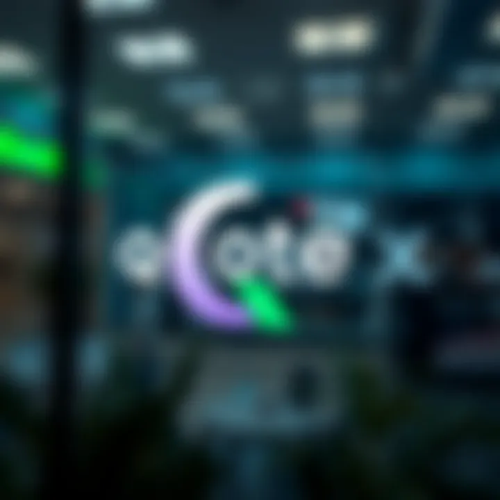 Graphic representation of the Quotex logo highlighting its color scheme and geometric shapes