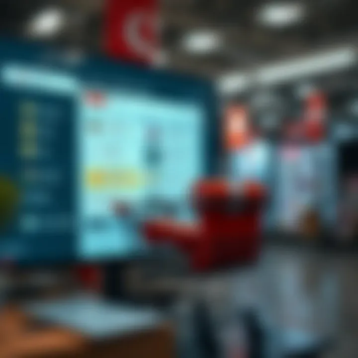 Digital marketplace interface displaying various product categories and seller options