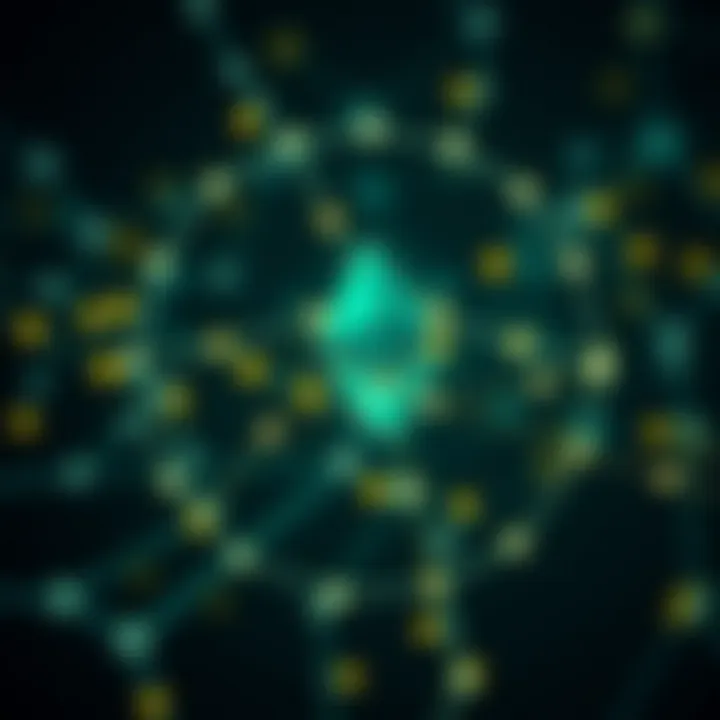 Ethereum network architecture showing nodes and blockchain connections