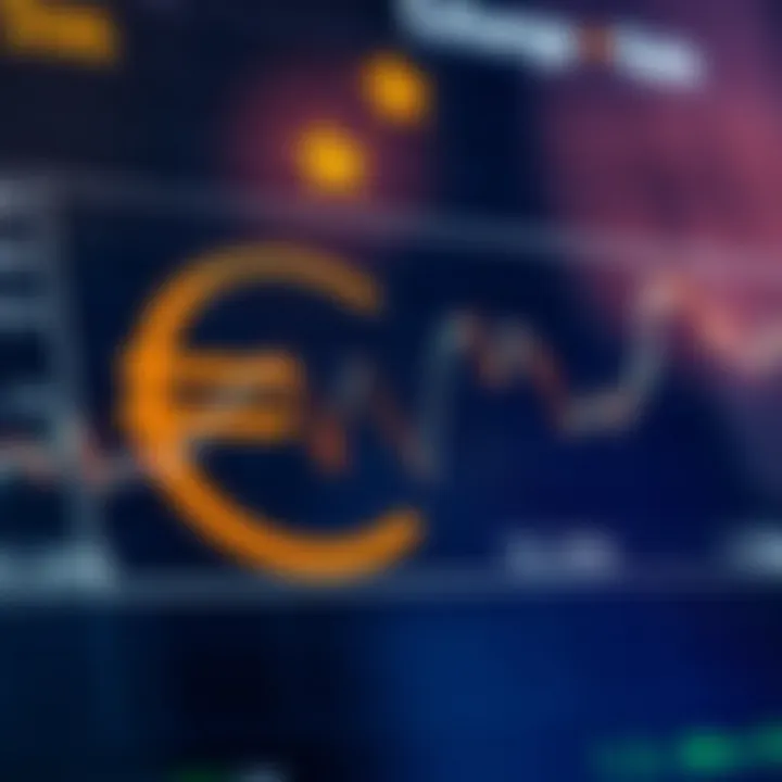 Graph showing euro exchange rate fluctuations influenced by economic and political factors
