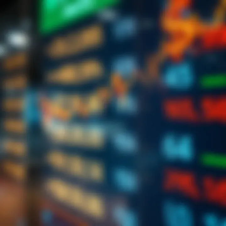 Currency exchange rates displayed on a digital board showing dollar and other international currencies