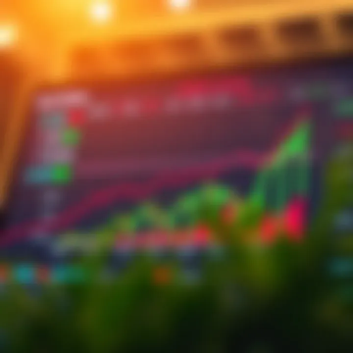 Graph showing financial growth and trading activities on digital platform