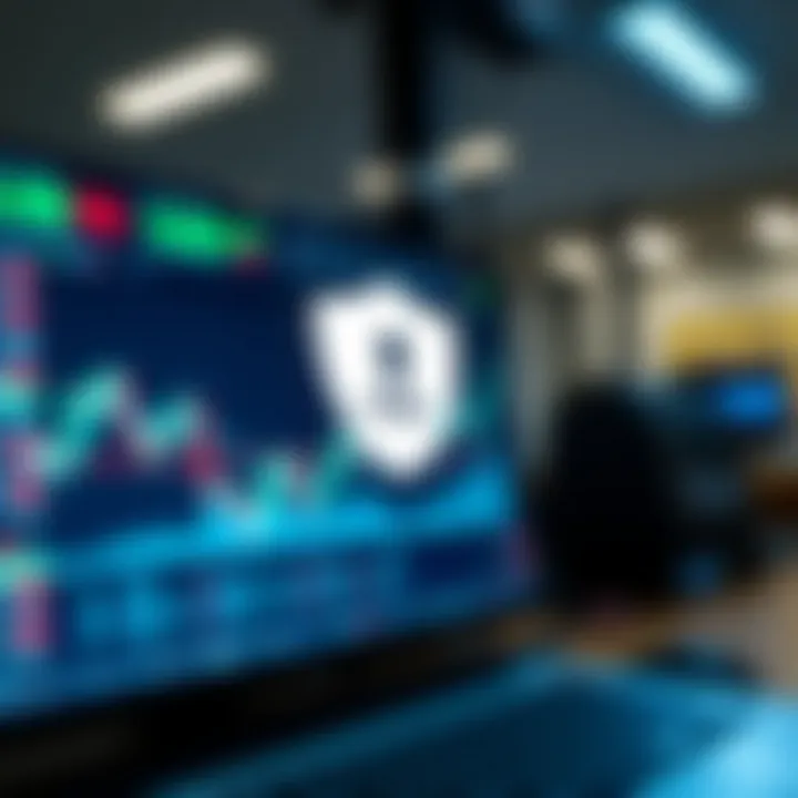 Secure digital platform interface showing trading charts and data representing client fund safety at FBS