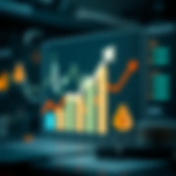 Graph depicting financial growth with arrows indicating increasing profits and risk management icons