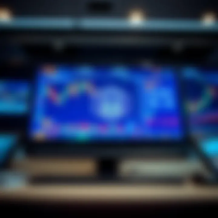 Secure digital interface displaying financial charts and investment data