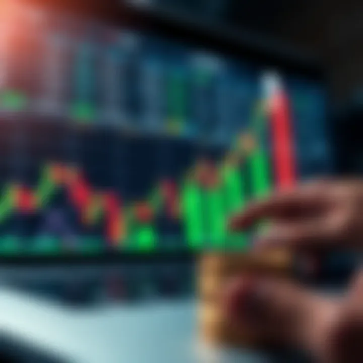 Illustration of online trading growth with upward financial charts