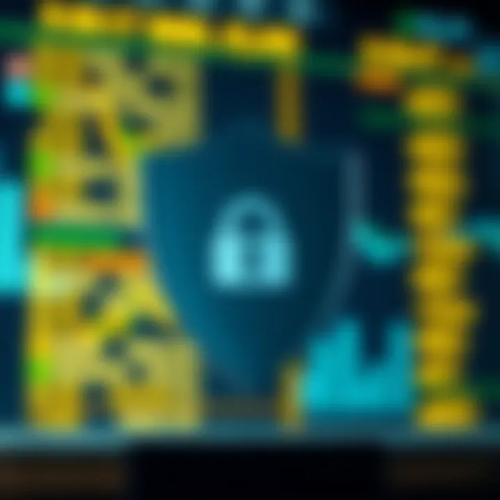 Security shield icon with digital background representing platform safety measures