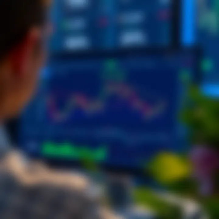 Illustration of automated trading software interface showing market data and algorithm settings