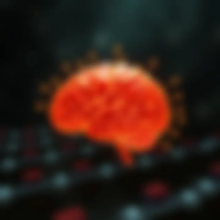 Illustration showing a brain with interconnected nodes representing neurolinguistic programming concepts