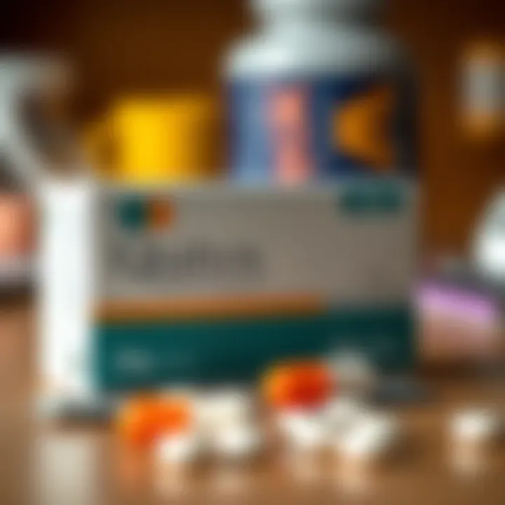 Illustration showing the Quatox medication packaging and tablets