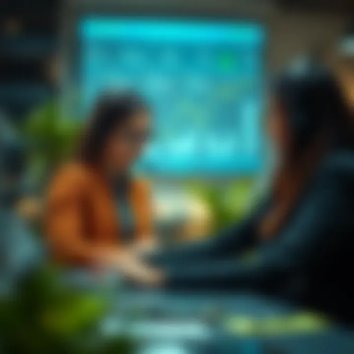 Customer support representative assisting a user with financial queries through digital communication channels