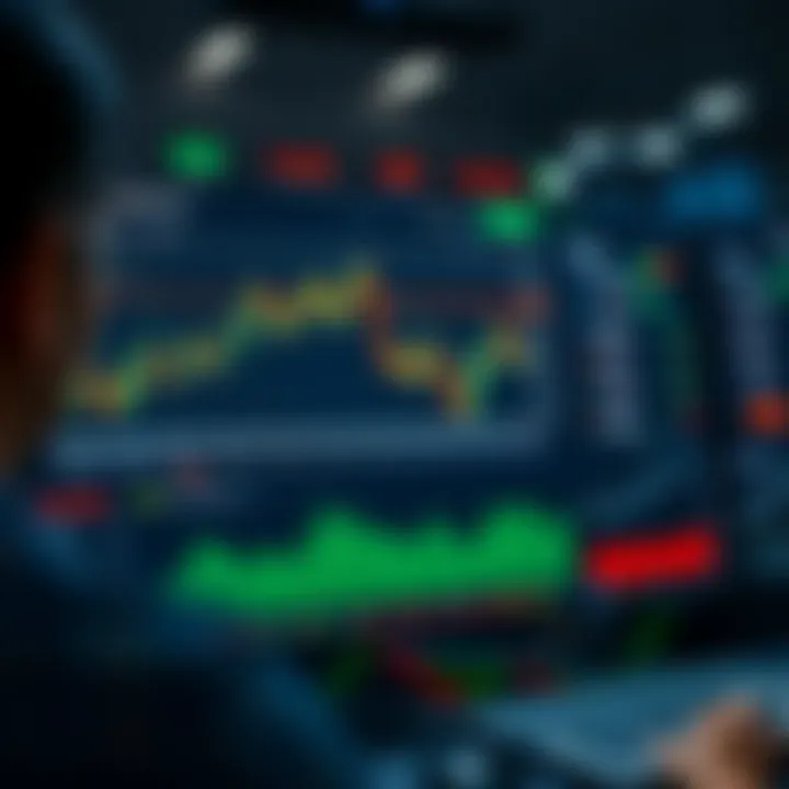 Dashboard view of Quotex platform displaying candlestick charts and trading indicators