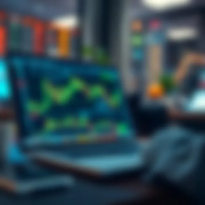 Illustration of secure online forex trading with technical analysis and regulatory compliance icons