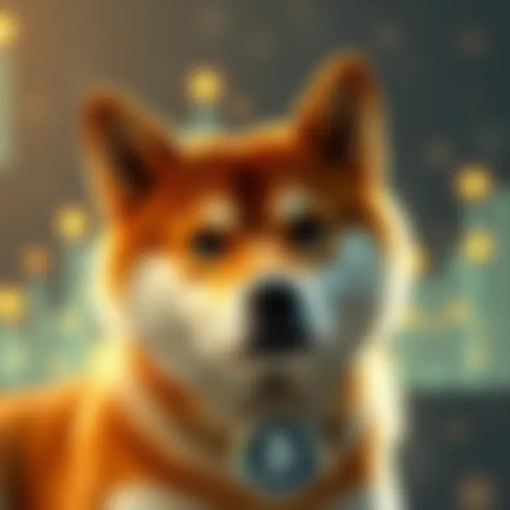 Digital representation of Shiba Inu cryptocurrency with futuristic blockchain symbols