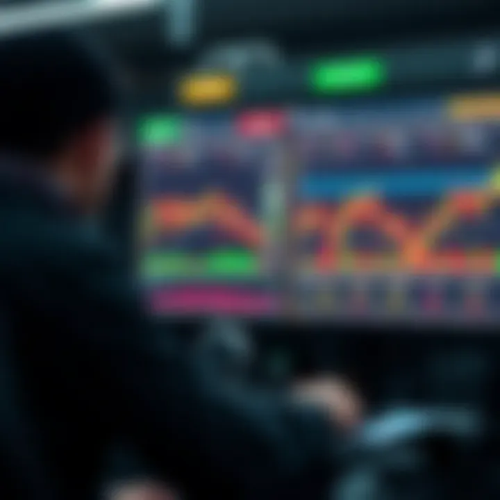 Illustration of secure trading environment with charts and risk management tools