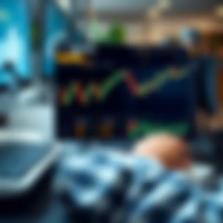 User navigating the Quotex platform on a desktop computer with highlighted trading features