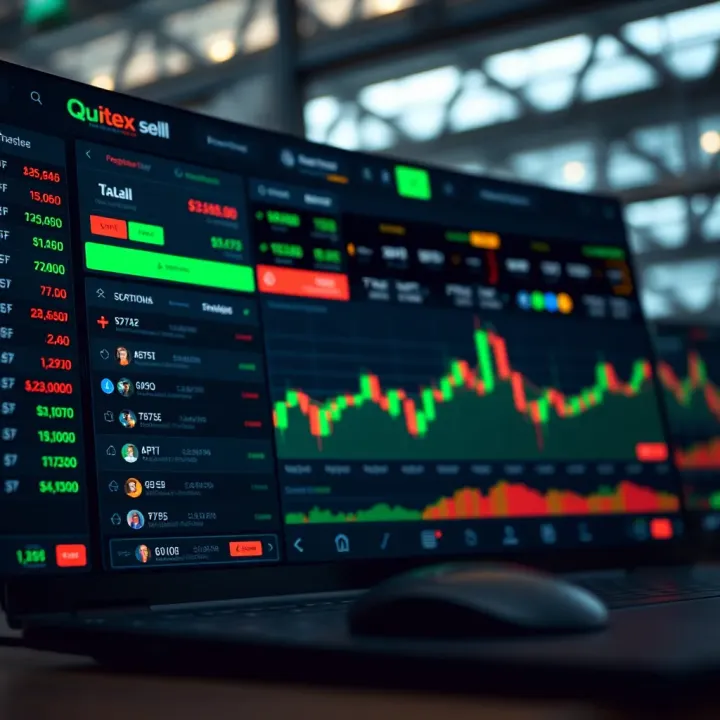 User interface of Quotex platform showcasing trading options and market data