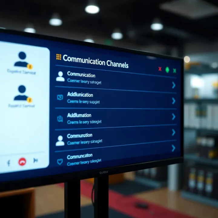 Customer service interface showing multiple communication options on a digital screen