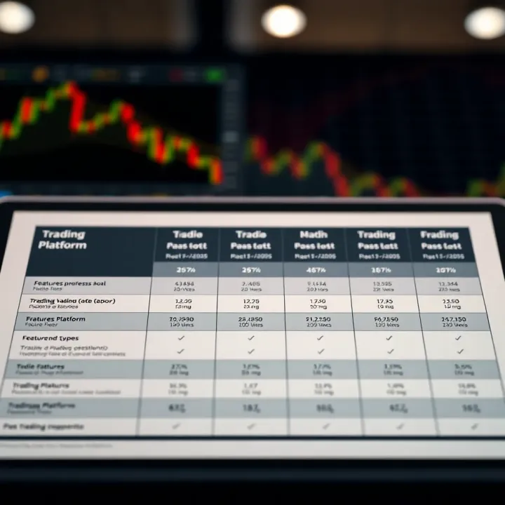 Comparison chart illustrating different features and types of trading platforms
