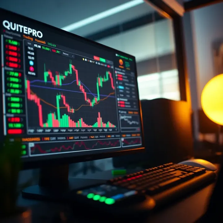 User interface showing detailed trading charts and tools on Quotex Pro platform