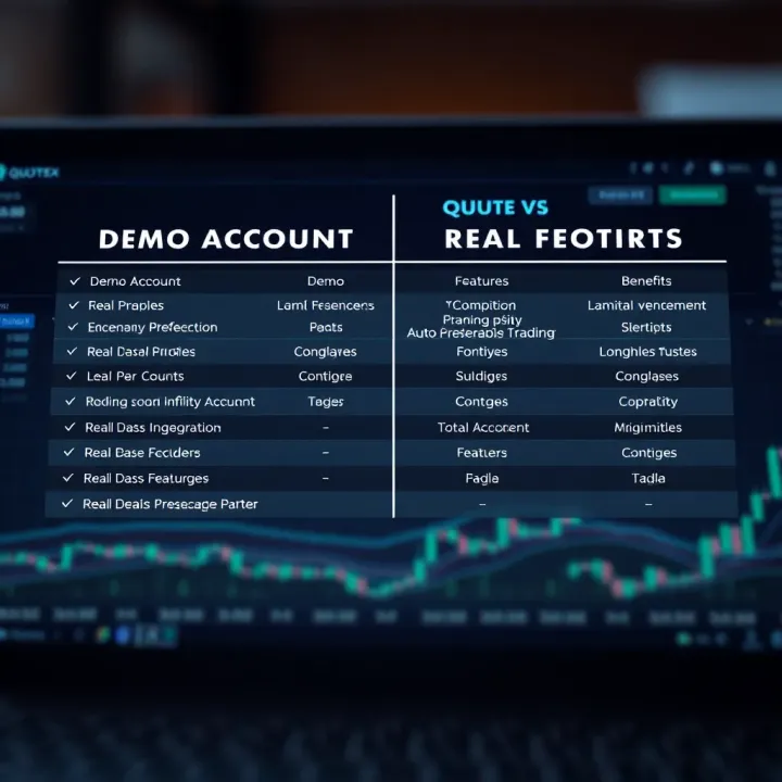 Comparison chart of demo and real accounts highlighting features and benefits