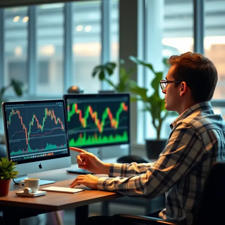 User interacting with a digital trading platform to practice investment strategies without real money