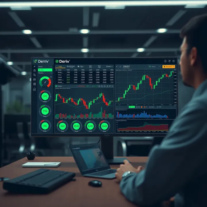 Secure online trading platform interface with multiple financial charts and tools