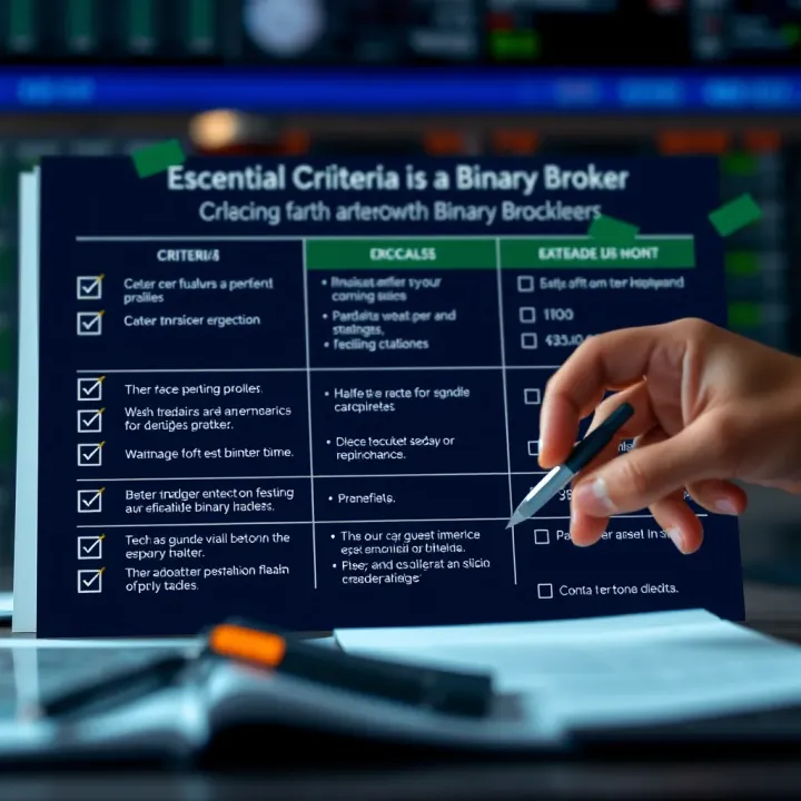 Checklist highlighting criteria for selecting a trustworthy binary broker