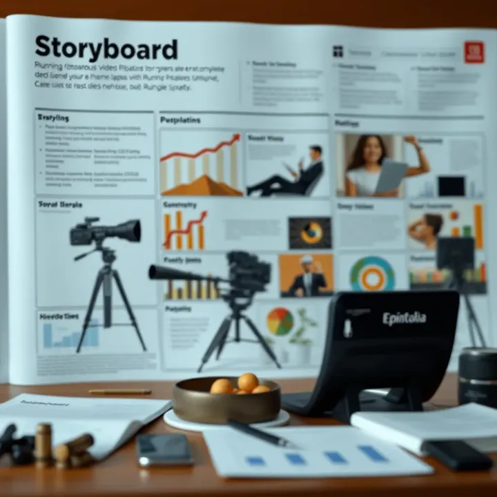 Storyboard layout showing key points and visuals for a running video script