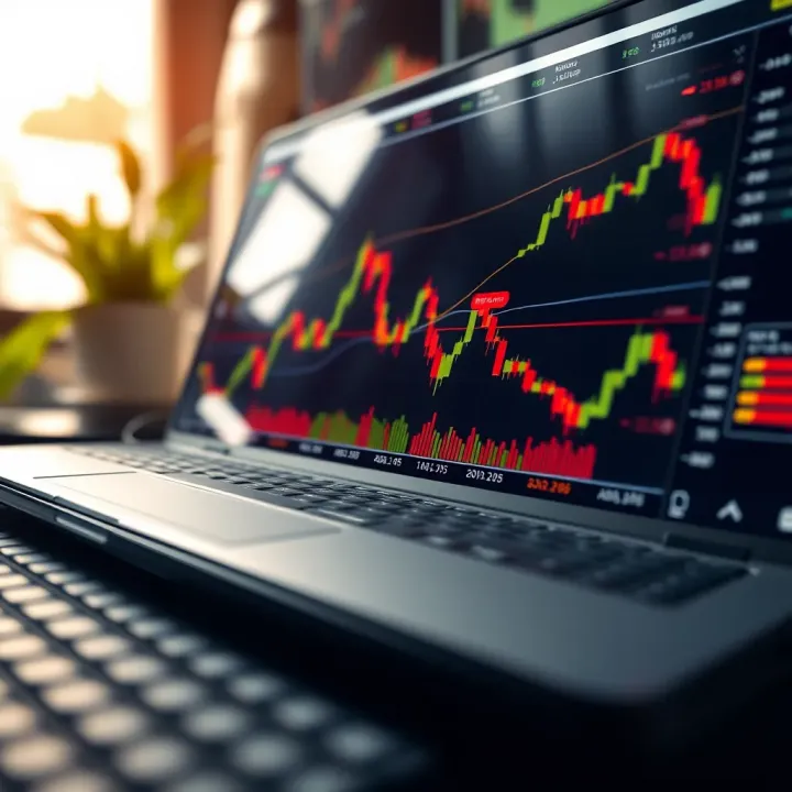 Graph showing investment strategy testing on a digital trading platform