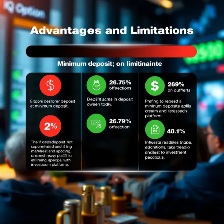 Graphic explaining key points about minimum deposit advantages and limitations on investment platforms