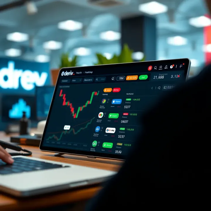 User interface displaying various trading products on Deriv.app platform