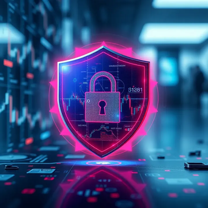Secure digital shield symbolizing robust online security measures for financial trading