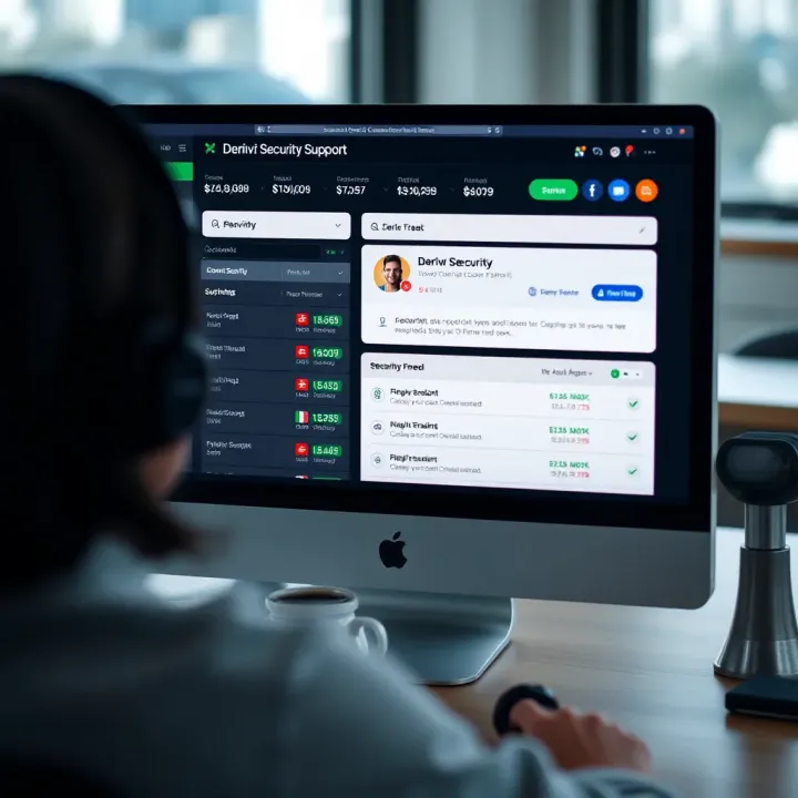 Dashboard displaying account security features and customer support options on Deriv Com